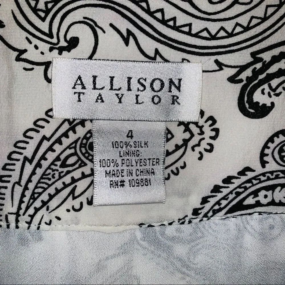 Allison Taylor silk black/white paisley skirt 4